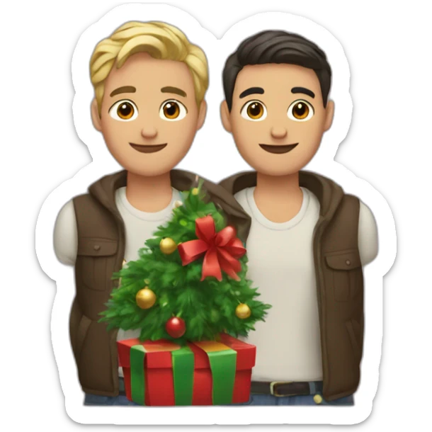 gay couple christmas sticker