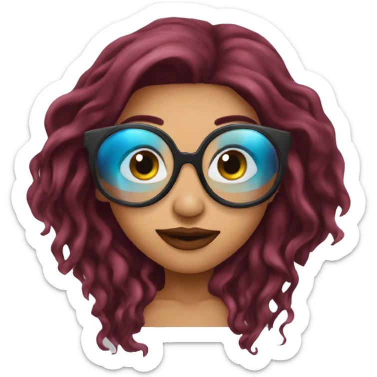 Beautiful tattooed  burgundy long haired woman swimming in a pool sticker