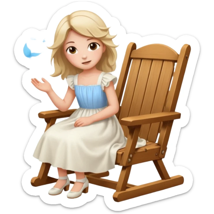 I want a emoji where a girl who is sitting in a chair frock is blow away sticker