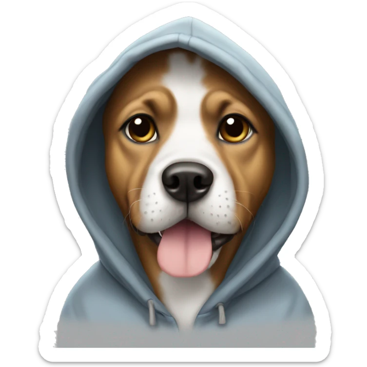 Dog wearing hoodie sticker