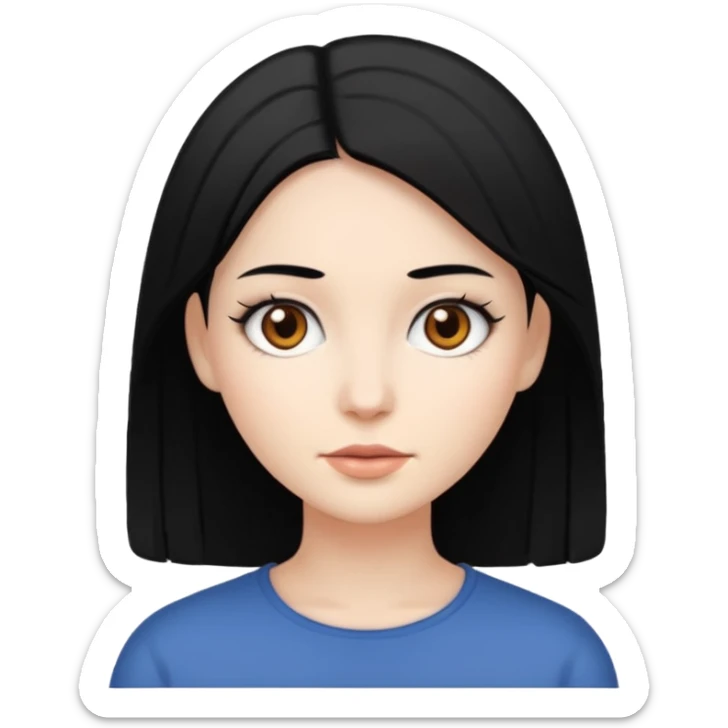 professional with white skin, straight hair black, brown eyes, woman sticker