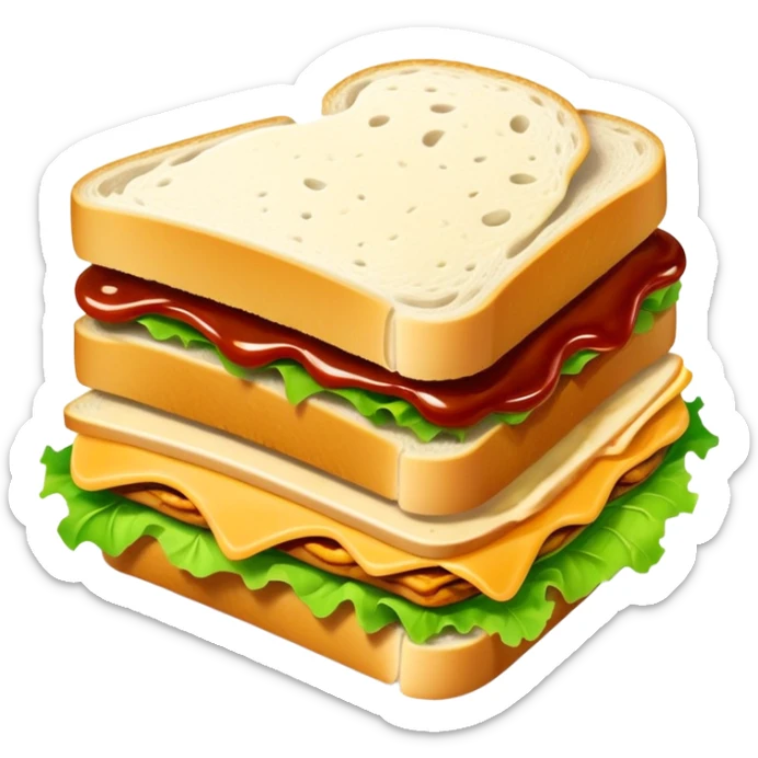 Sandwich with turkey, lettuce, cheese and lots of sauce that is dripping on the sides  sticker