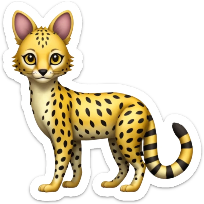 Leopard-Cheetah-Serval-Civet-Trico-Sergal-Vernid-fusion-hybrid-animal-creature, dull body sticker