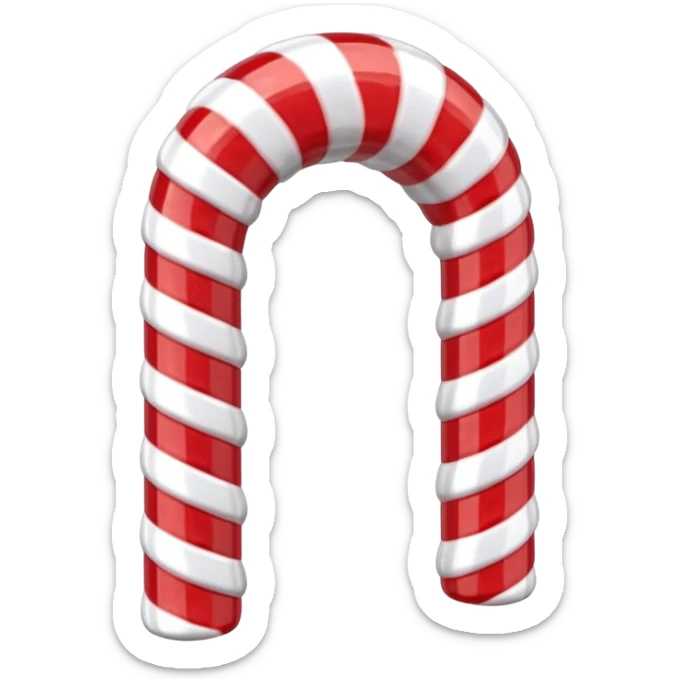3D render of Candy Cane Arch, made entirely of dessert materials, glistening sugar crystal texture, glossy red and white striped hard candy, delicious confectionery aesthetic, Apple emoji style, isolated on white background --v 6.0. sticker