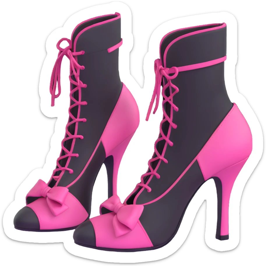 BLACKPINK-inspired gothic shoes, no hearts, black and pink, cute and sticker