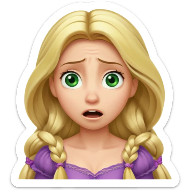 tangled disney rapunzel fair skin green eyes blonde hair horrified sticker