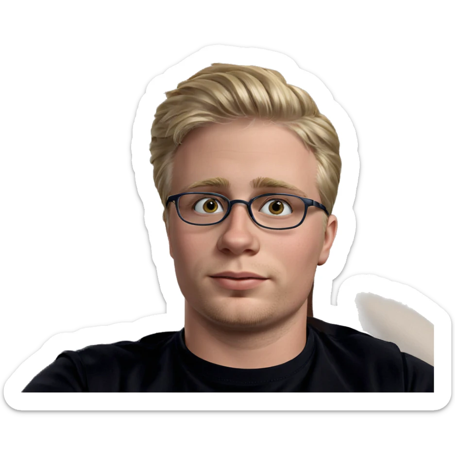 blonde boy with glasses portrait sticker