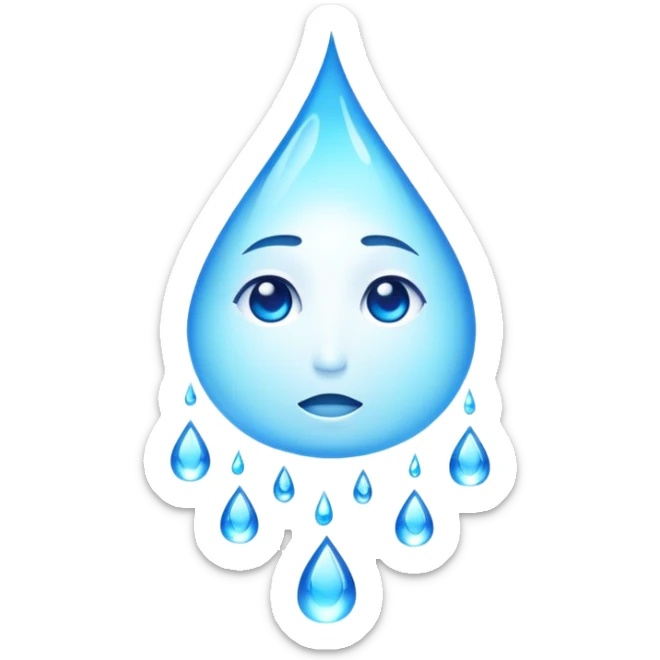A glowing soul essence with teardrops flowing down, emotional spiritual energy sticker