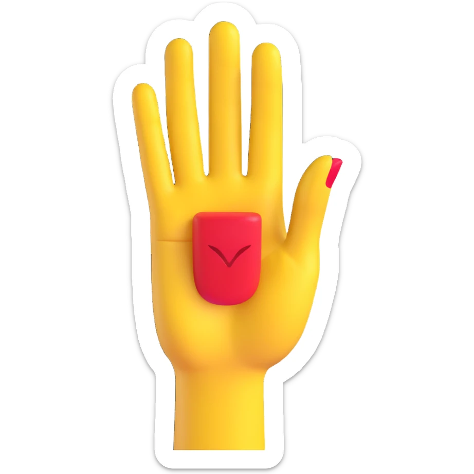yellow hand making the 'OK' gesture with red nail polish, 3D emoji style sticker