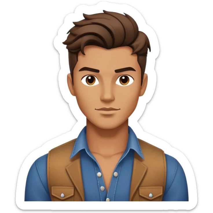 Handsome Western male fashion model with chiseled features, styled hair, designer clothes sticker