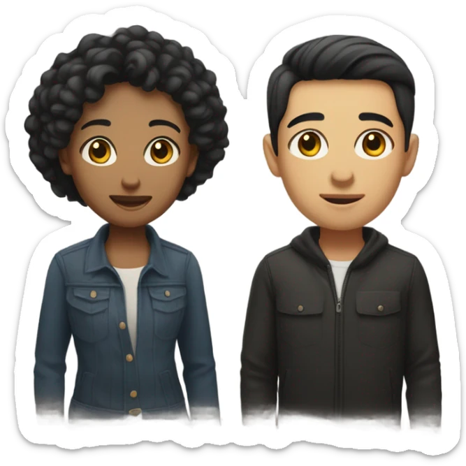 a male with light skin, short black hair and with a female twin sticker