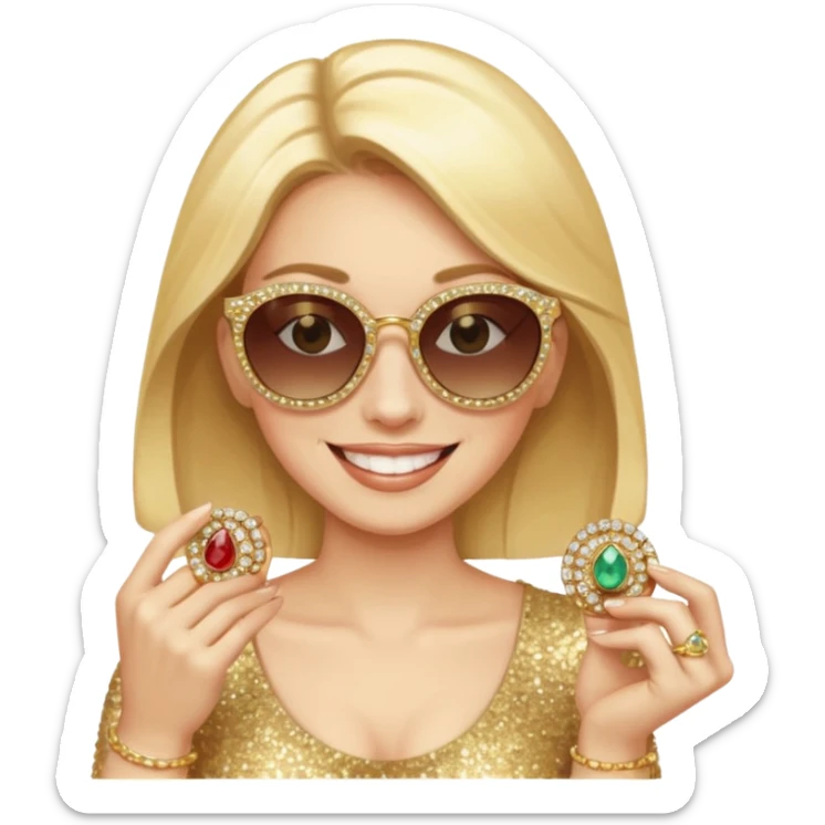 Cat wearing sunglasses smiling superstitious woman squeezing her family jewels sticker