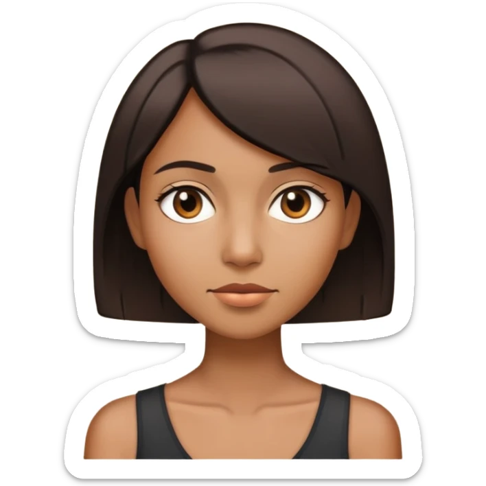 Young Dark brown woman with short straight hair and skinny sticker