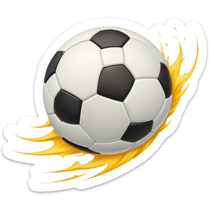 Cinematic Realistic image of a soccer ball soaring through the air, capturing dynamic motion and finely detailed textures with a dramatic, high-energy lighting that evokes the thrill of the game sticker