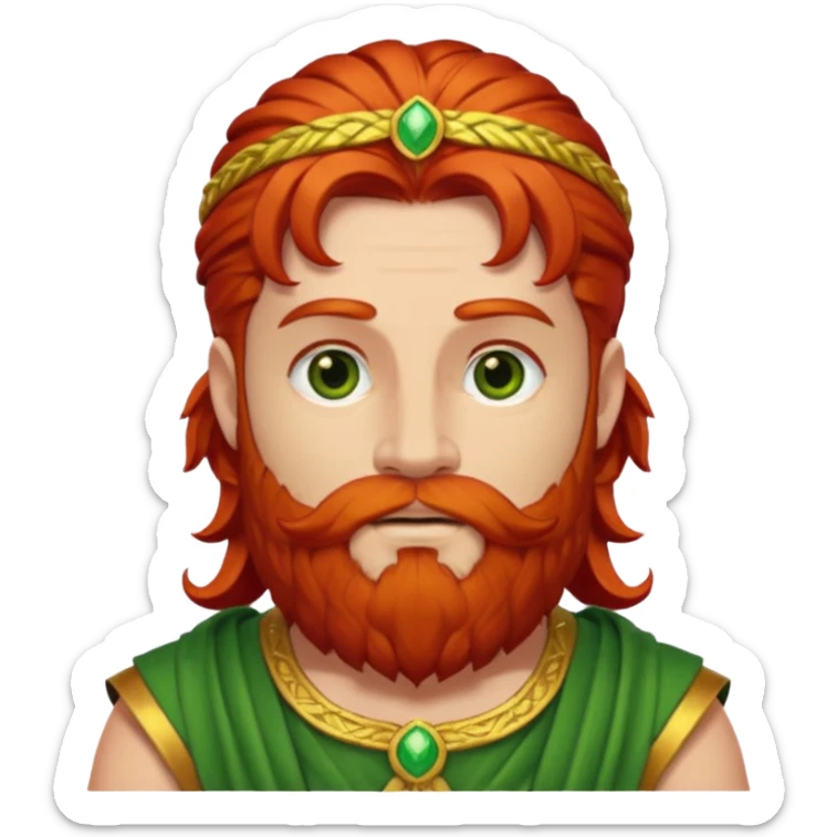 Priapus, God of Fertility from Gods and Goddesses with red hair and beard, gold and green outfit sticker