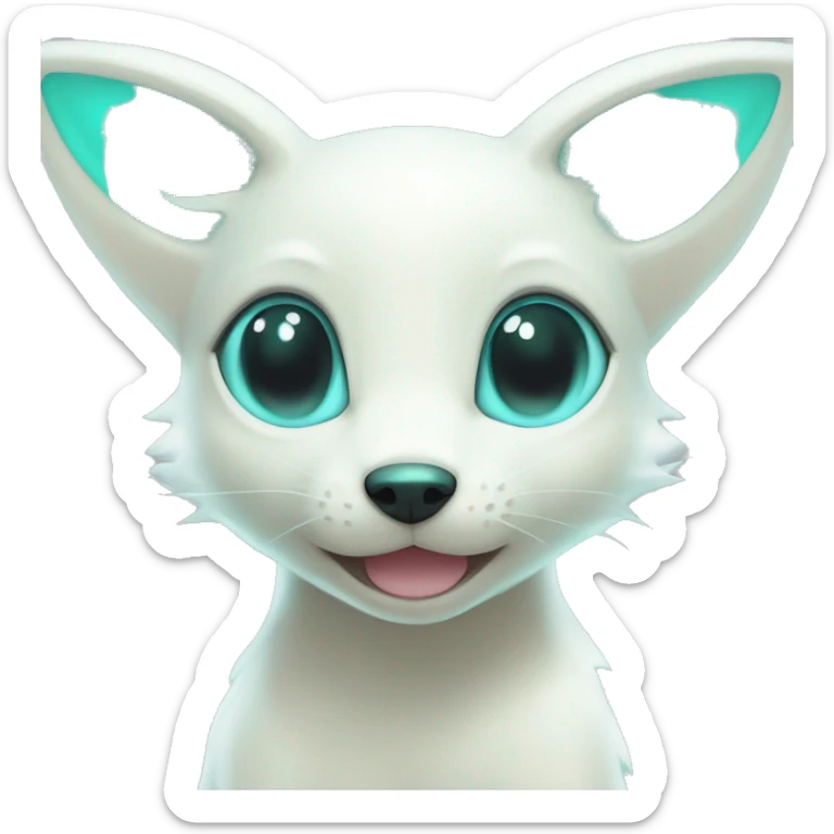 Shiny White Pastel Albino Umbreon with cyan eyes and cyan markings sticker