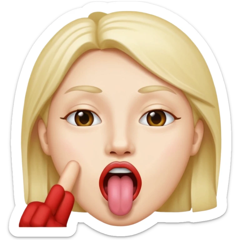 Peace sign in front of mouth with tongue sticking out  sticker