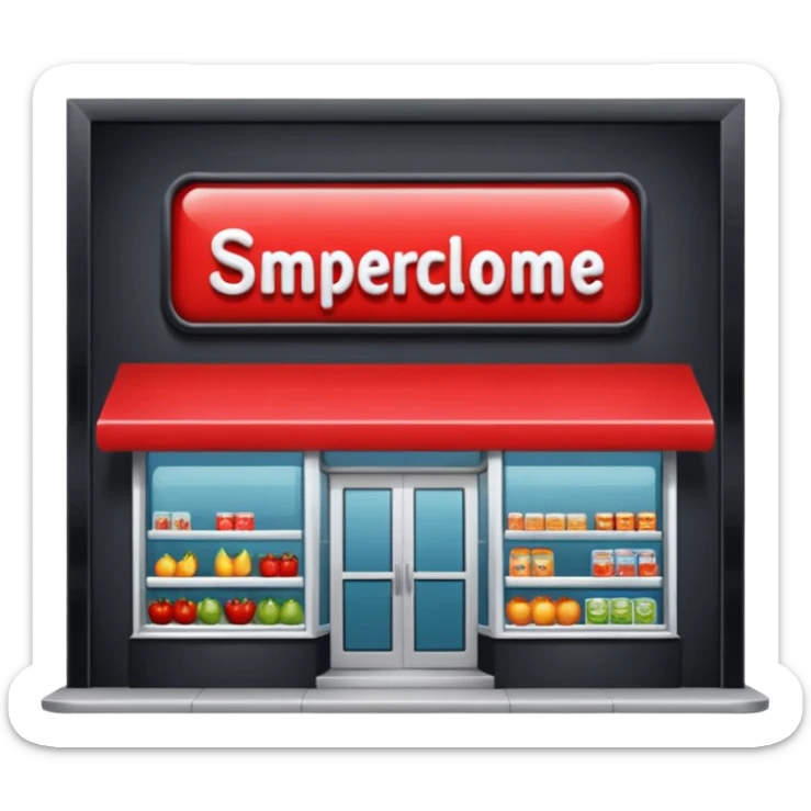 create a supermarket shop front that is red in nature and looks like wellcome sticker
