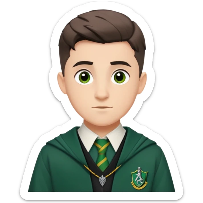 louis cordice is Blaise Zabini in harry potter, wear hogwarts slytherin uniform, crew cut hair sticker