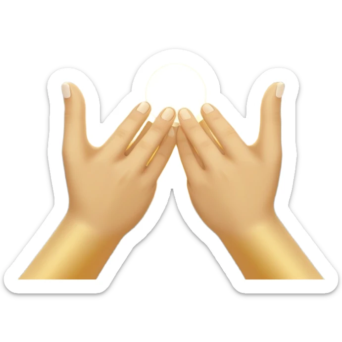 Unas manos unidas con destellos de luz o un fondo celestial.
 sticker