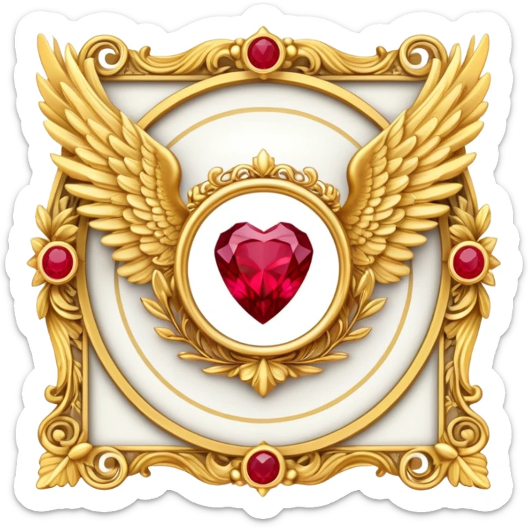 3st place award number in frame decorated with golden angel  wings and rubby stone sticker