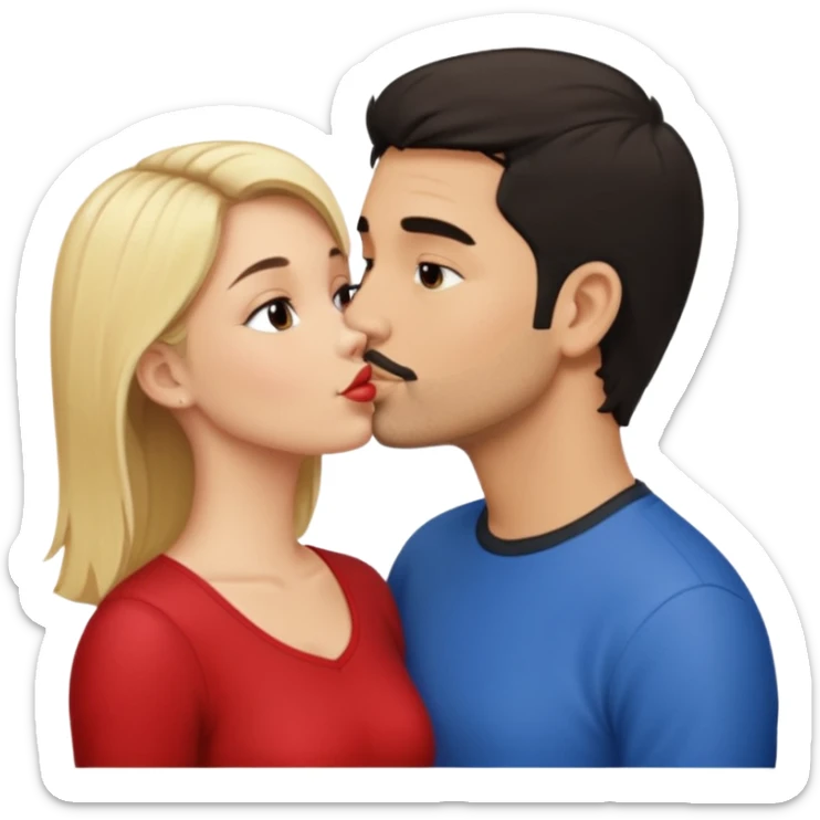 Puerto rican beard short hair with blonde girl kissing  sticker