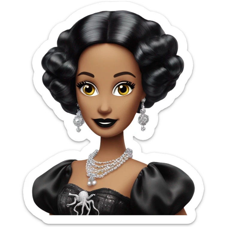 1915 Southern Belle Debut Barbie CC,Morticia Addams,modeling, sparkling black octopus tails  sticker