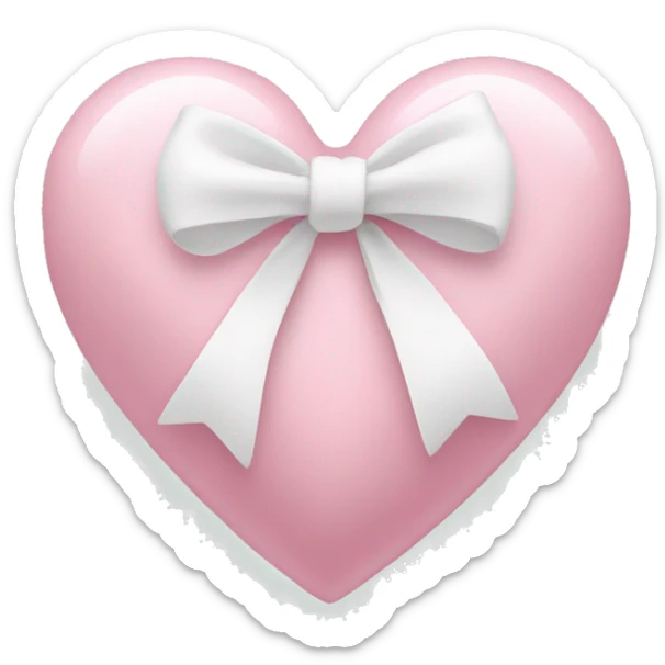 Pastel pink heart with white bow sticker