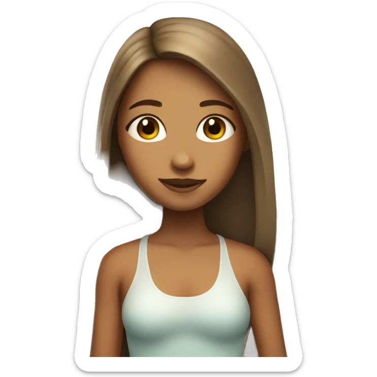 surfer girl with brown straight hair tan with sunscreen on nose sticker