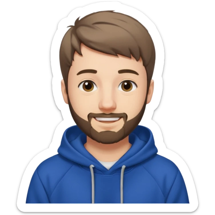 Draw MrBeast in casual hoodie with short hair, french cut beard & friendly smile. sticker