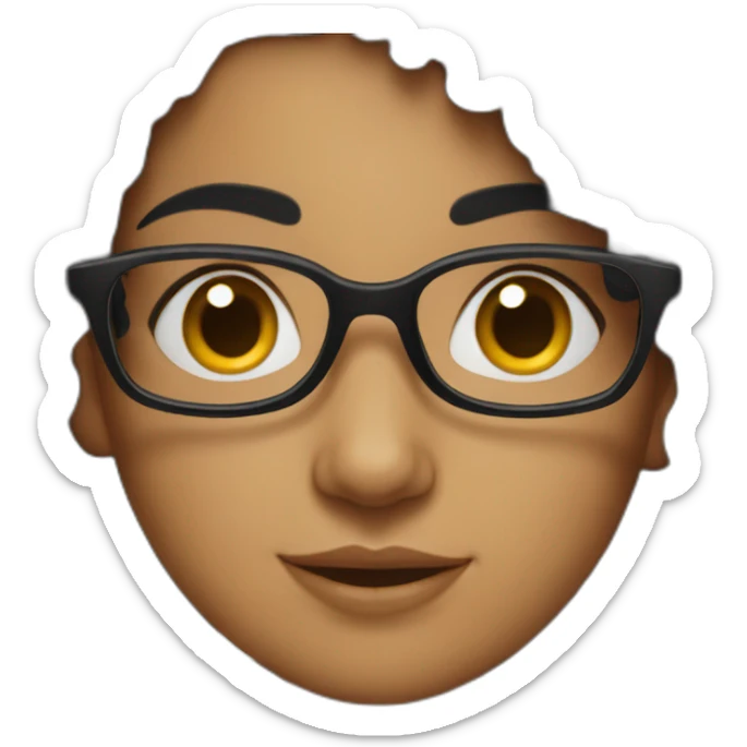indian girl with glasses with black curly hair wearing a black hoodie sticker