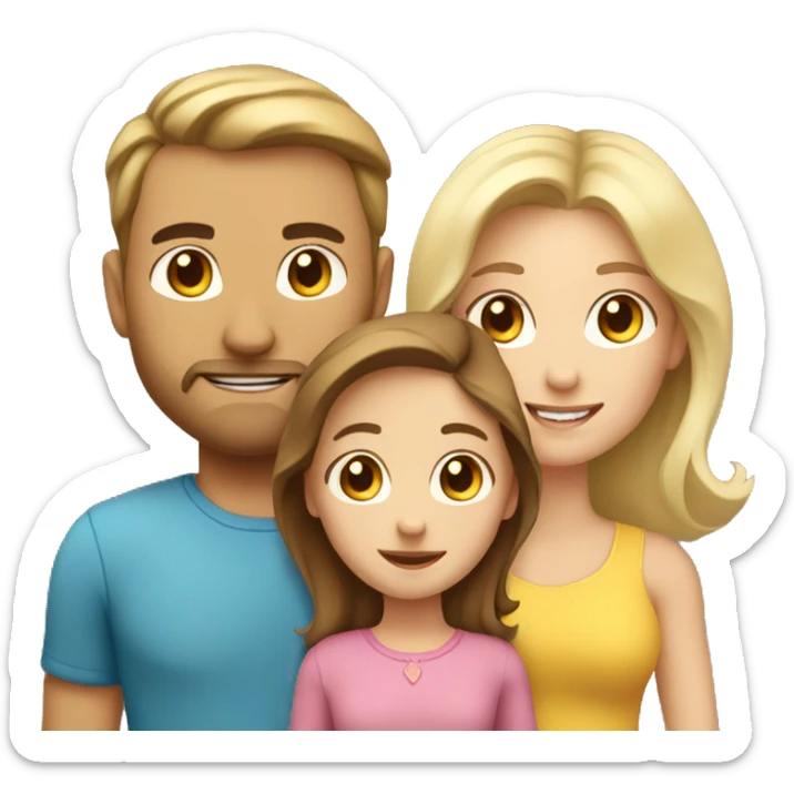 White family, 1 mom with brown hair, 1 dad with Blonde hair, 1 girl with blonde hair sticker