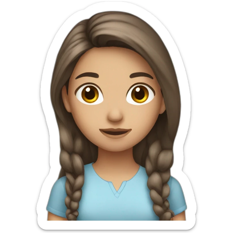 argentinian girl with long brown hair and light blue shirt sticker