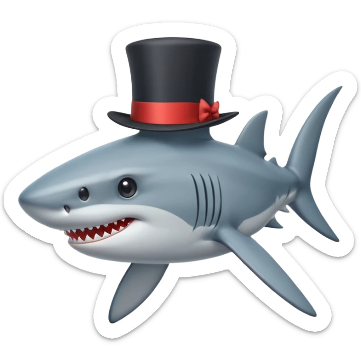 Shark with a top hat sticker