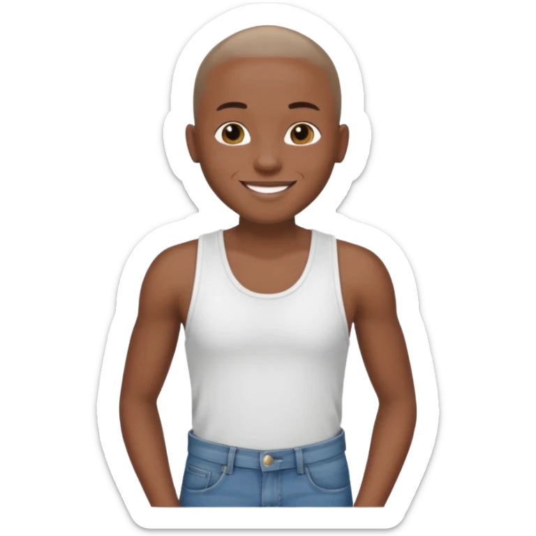 Un personnage noir avec un débardeur blanc et un jean 👖 avec des cheveux rasés  sticker