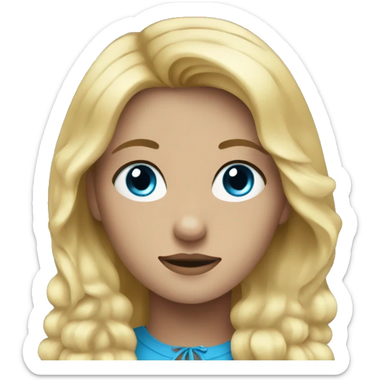 blonde girl with blue eyes and her black horse sticker
