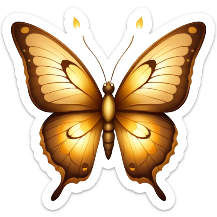 A warm-toned butterfly with golden-brown wings, softly illuminated by candlelight.
 sticker