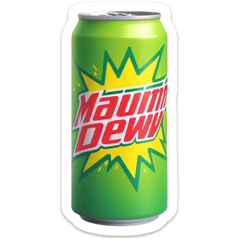a can of Mountain Dew, vibrant, energetic, green and yellow colors sticker
