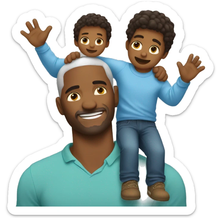 create an emoji where father hold his little son up with his big arms and his son feels like an eagle sticker