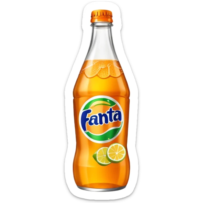 Una botella de cristal con el logo de Fanta con Fanta de limón dentro sticker
