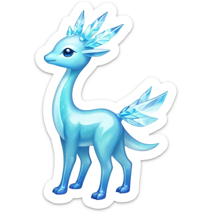 Shiny Exotic Colorful Ethereal Sparkly Amaura-Aurorus-Fakémon-hybrid-creature (full body)  sticker