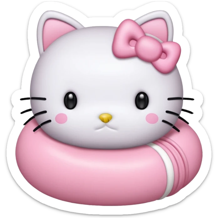 Crea una foca anillada gordita con aspecto tierno, lleva un moño rosado con tonos pasteles (como referencia el lazo de hello kitty rosado) sticker