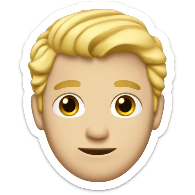A man has blond hair with a cowlick haircut and a suit on. sticker