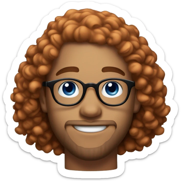 30 years old, male, red hair, curly hair, glasses, black baseball hat, blue eyes, pale complexion, stubble facial hair sticker