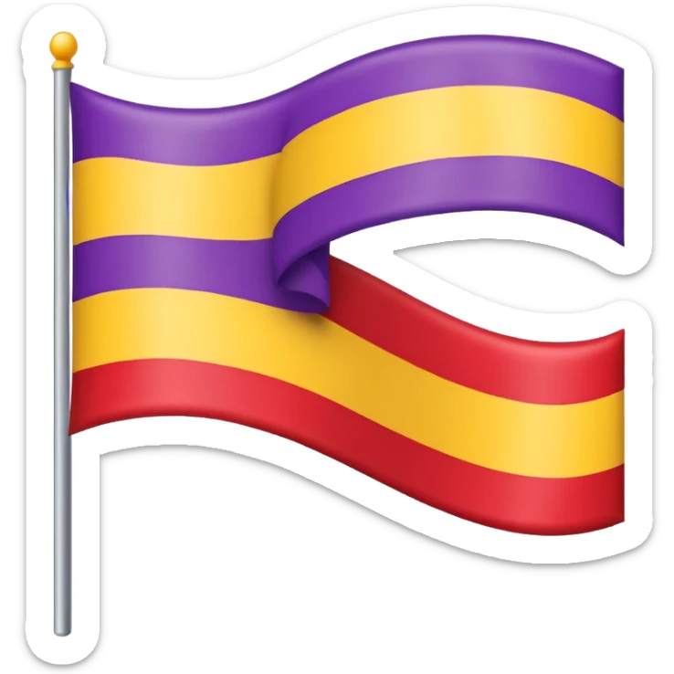 Bandera con tres franjas, la de arriba roja, la del medio amarilla y la de abajo morada sticker