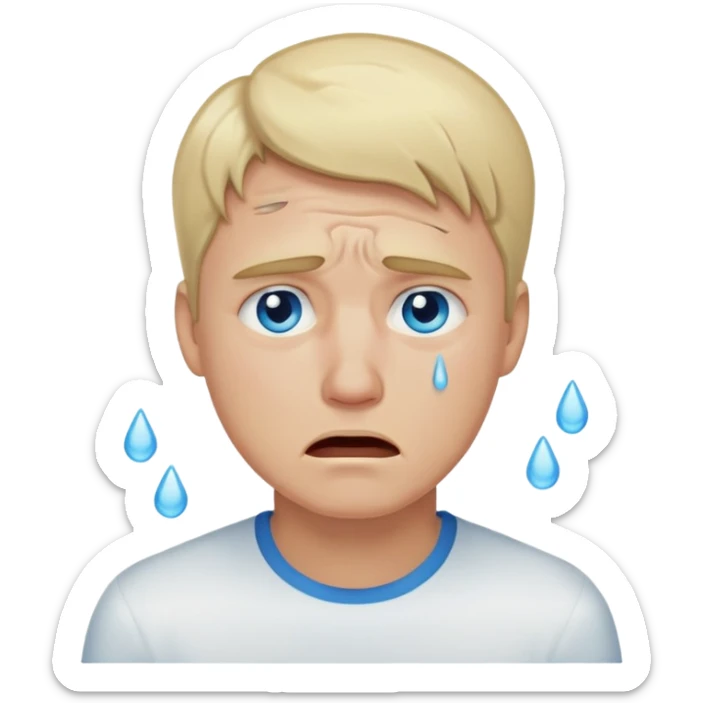 Blonde hair blue eye adult male crying sticker