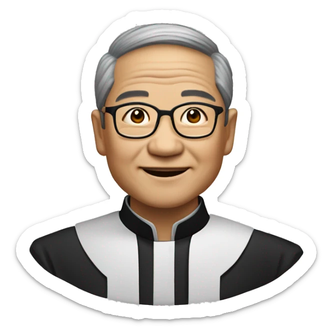 older hmong catholic priest with wrinkles with black hair, smiling and glasses, no beard or mustache sticker