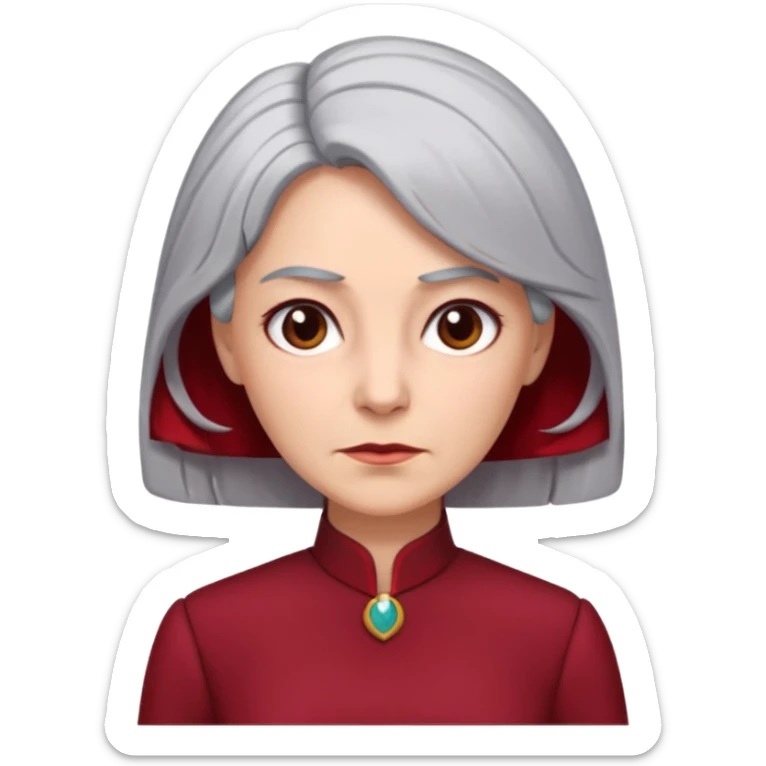 i need an image of a older woman named bonny who is a bind fund manager. where dark red professional dress with grey hair sticker