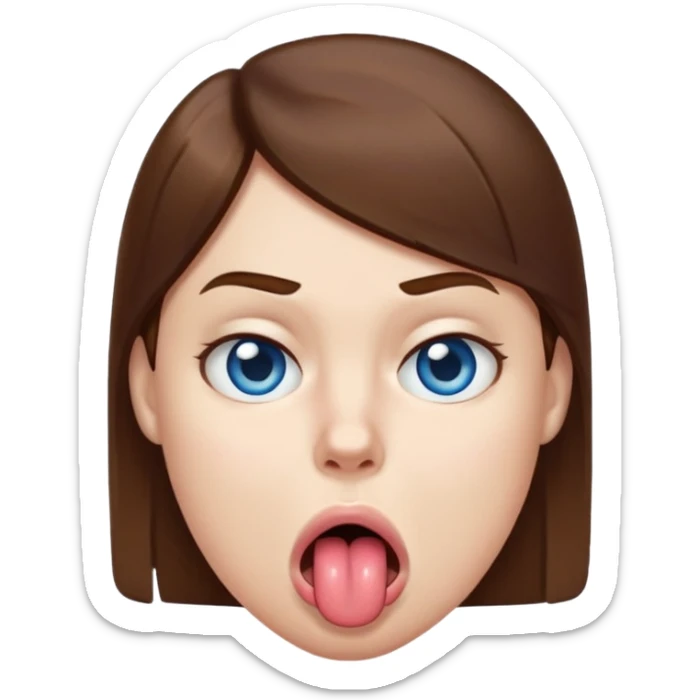 Quelqun de blan brun au yeux bleu qui tire la langue sur le coter de la bouche et regarde mal sticker