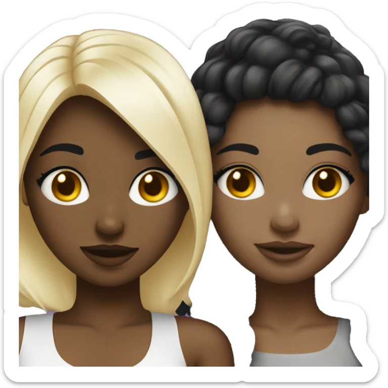 Black girl black hair and white blonde girl partying sticker